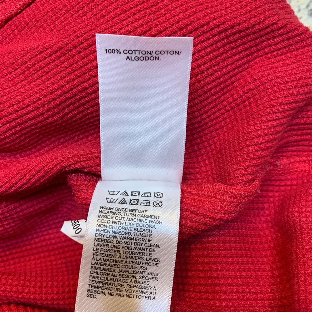 Lucky Brand Waffle Knit Henley Size Small Jester Red Cable Knit Sweater Sleeve - Picture 13 of 14